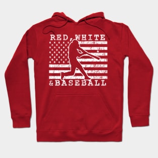 Red White and Baseball American Flag USA Baseball Fan Hoodie